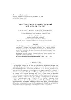 jordan numbers, stirling numbers and sums of powers - DML-PL