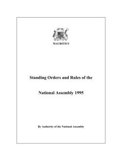 Mauritius : Standing Orders and Rules of the National Assembly 1995