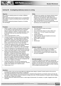 Student Worksheet Activity 26: Investigating stationary waves on a
