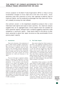 The Impact of China`s Accession to the World Trade Organisation on