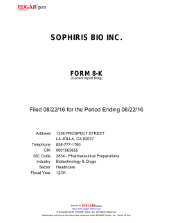 Current report - Investor Relations