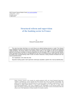 Structural reform and supervision of the banking sector in France