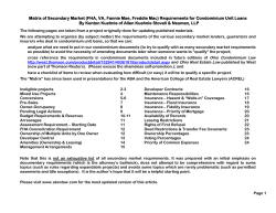 Matrix of Secondary Market (FHA, VA, Fannie Mae, Freddie Mac