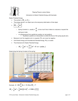 0140 Lecture Notes - Introduction to Elastic Potential Energy