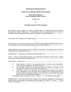 ARTICLES OF ASSOCIATION OF Polski Koncern Naftowy ORLEN