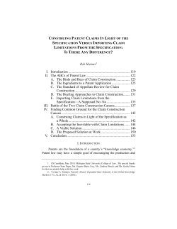 Construing Patent Claims In Light of the