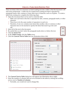 creating a table from existing text