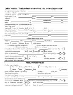 Great Plains Transportation Services, Inc. User Application