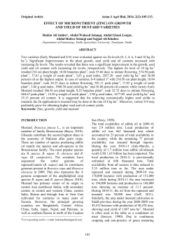 Effect of micronutrient (zinc) on growth and yield of mustard varieties