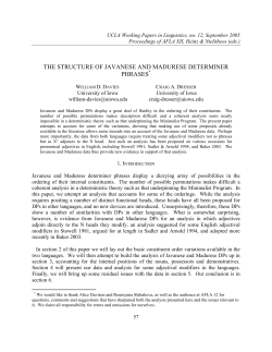 The Structure of Javanese and Madurese