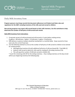 Daily Milk Inventory Form - Colorado Department of Education