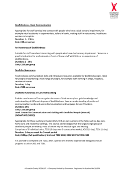 Deafblindness - Basic Communication Appropriate for staff coming