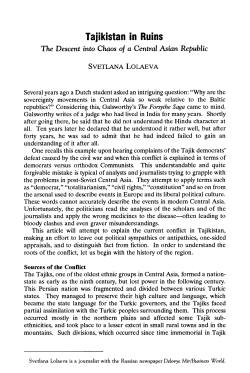 Tajikistan in Ruins: The Descent into Chaos of a Central Asian