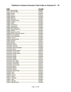 Palatines to America Ancestor Chart Index to Volumes 01