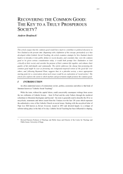 Recovering the Common Good: the Key to a Truly Prosperous