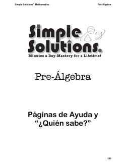 Pre-&Aacute;lgebra - Simple Solutions
