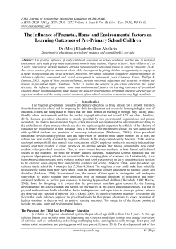 The Influence of Prenatal, Home and Environmental factors on