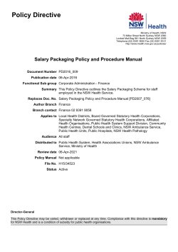 Salary Packaging Policy and Procedure Manual