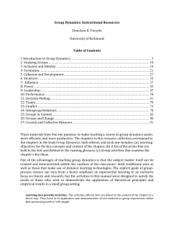 Group Dynamics: Instructional Resources