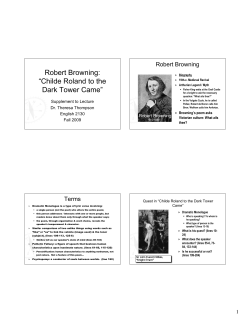 Robert Browning: “Childe Roland to the Dark Tower Came”