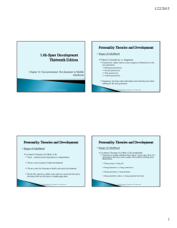 Chapter 16: Socioemotional Development in Middle Adulthood