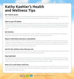 Kathy Kaehler`s Health and Wellness Tips