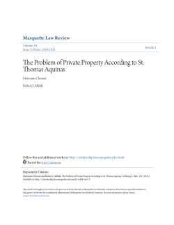 The Problem of Private Property According to St. Thomas Aquinas