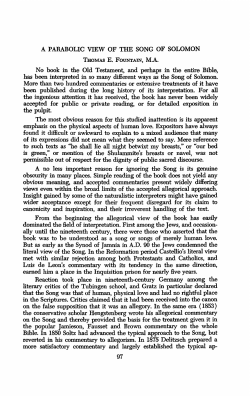 A PARABOLIC VIEW OF THE SONG OF SOLOMON No book in the