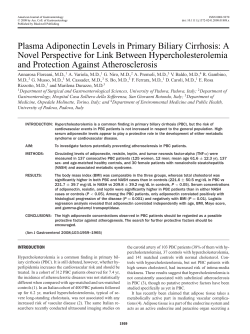 Plasma Adiponectin Levels in Primary Biliary