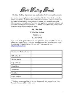 OnLine Banking Agreement and Application for