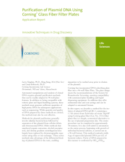 Purification Of Plasmid DNA Using Corning Glass Fiber Filter Plates