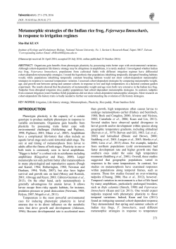 Metamorphic strategies of the Indian rice frog, Fejervarya