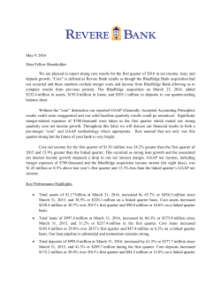 1Q 2016 Shareholder Letter and Financial Highlights