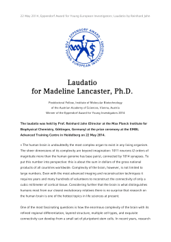 Laudatio for Madeline Lancaster, Ph.D.