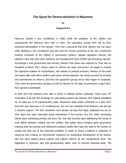 The Quest for Democratization in Myanmar