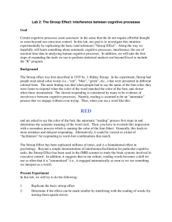 Lab 2: The Stroop Effect - Computation and Cognition Lab