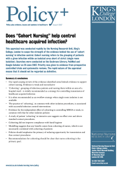 Does &ldquo;Cohort Nursing&rdquo; help control healthcare acquired infection?