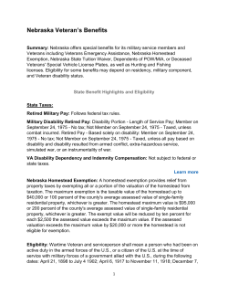 Nebraska Veteran`s Benefits