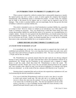 An Introduction to Product Liability Law