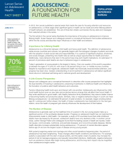 Adolescence: A Foundation for Future Health
