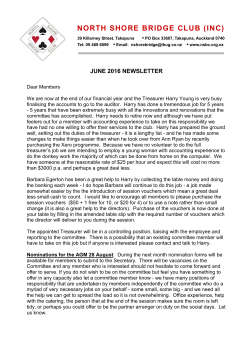 2016 June - Newsletter - North Shore Bridge Club