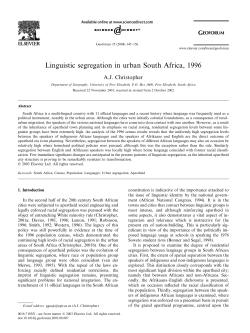 Linguistic segregation in urban South Africa, 1996