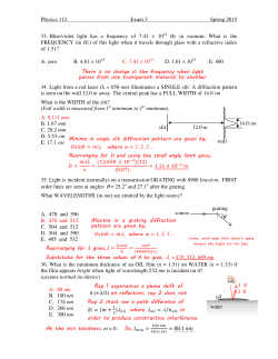 Physics 112 Exam 3 Spring 2015 33. Blue/violet light has a