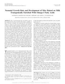 Neonatal Growth Rate and Development of Mice Raised on