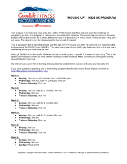 Moving Up Kids` 8K Program - GoodLife Fitness Victoria Marathon