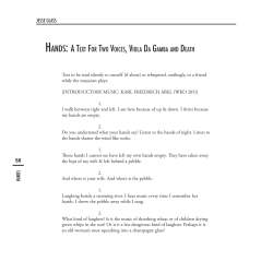 Hands: A Text For Two Voices, Viola Da Gamba and Death