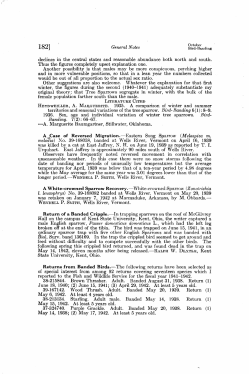 Returns from Banded Birds