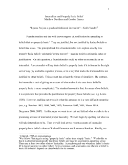 1 Internalism and Properly Basic Belief Matthew Davidson and