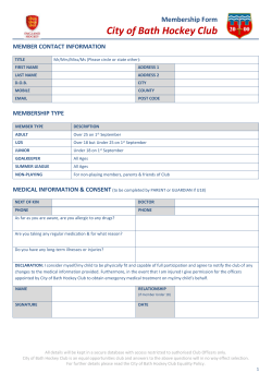 CoBHC Membership Form - City of Bath Hockey Club