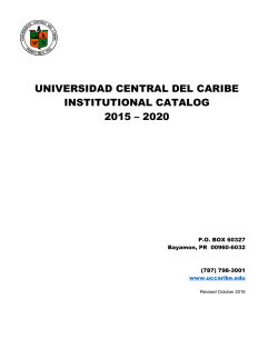 UNIVERSIDAD CENTRAL DEL CARIBE INSTITUTIONAL CATALOG